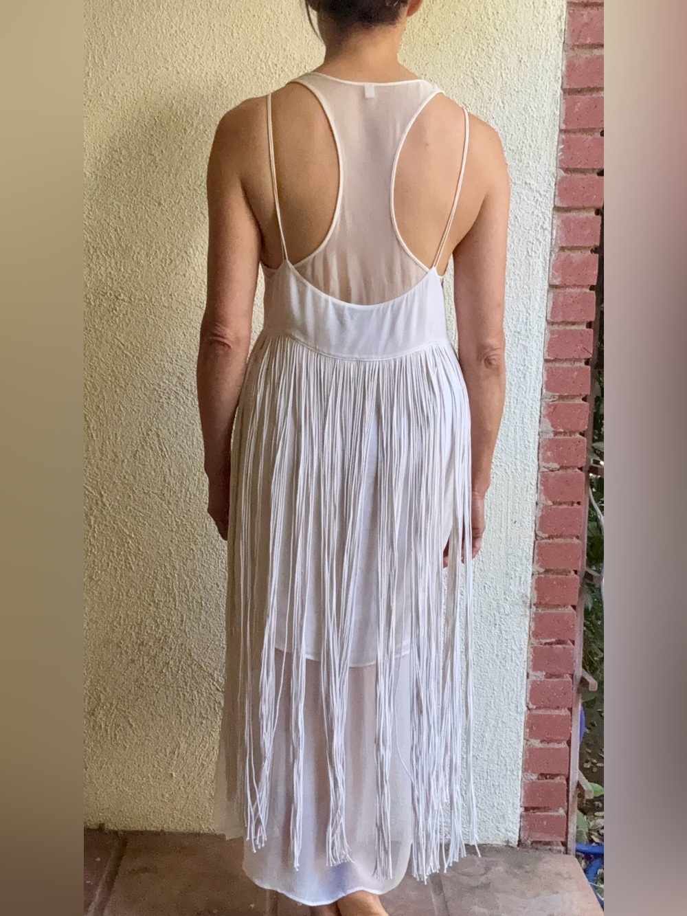 Eclectic White Dress with Fringe Fringe Fringe!